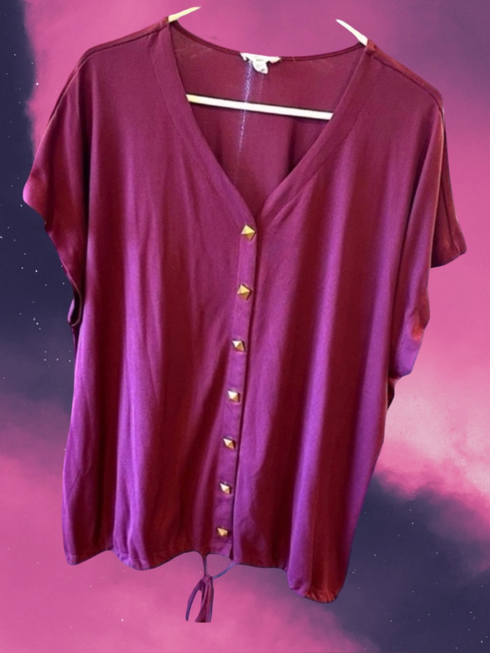 Como Blu Women’s plus-size Plum Purple Short-sleeve Knit Top❤️❤️3X